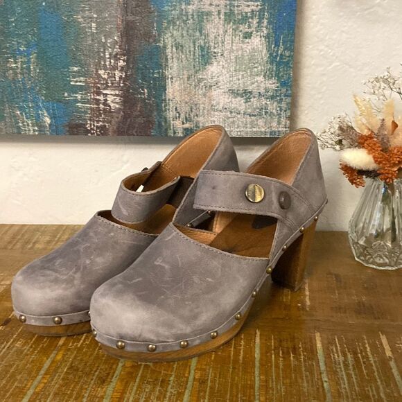 Sanita Grey Suede Clogs - Picture 1 of 5